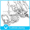 New Arrival Handmade Fashion High Quality Rosary Beads Style Cross Chain Fine Jewelry Necklaces in 316 Stainless Steel